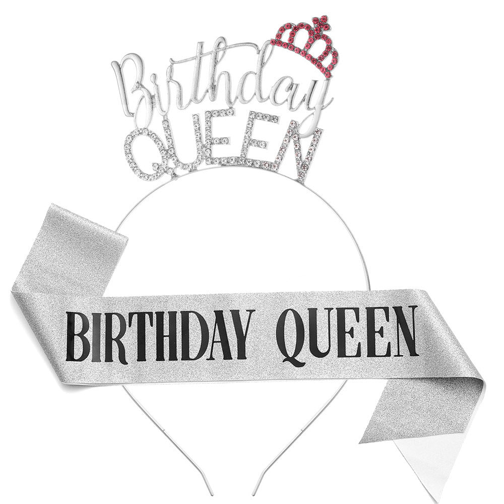 Damen Glitzernder Haarreif mit "Birthday Queen"-Schriftzug Karnz