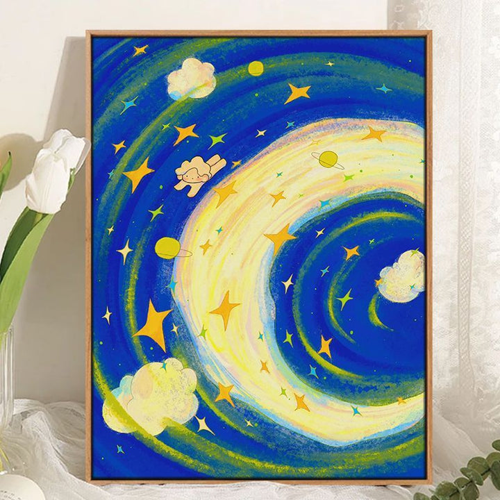 Phantasievolles kosmisches Landschafts-Canvas-Kunstwerk Karnz