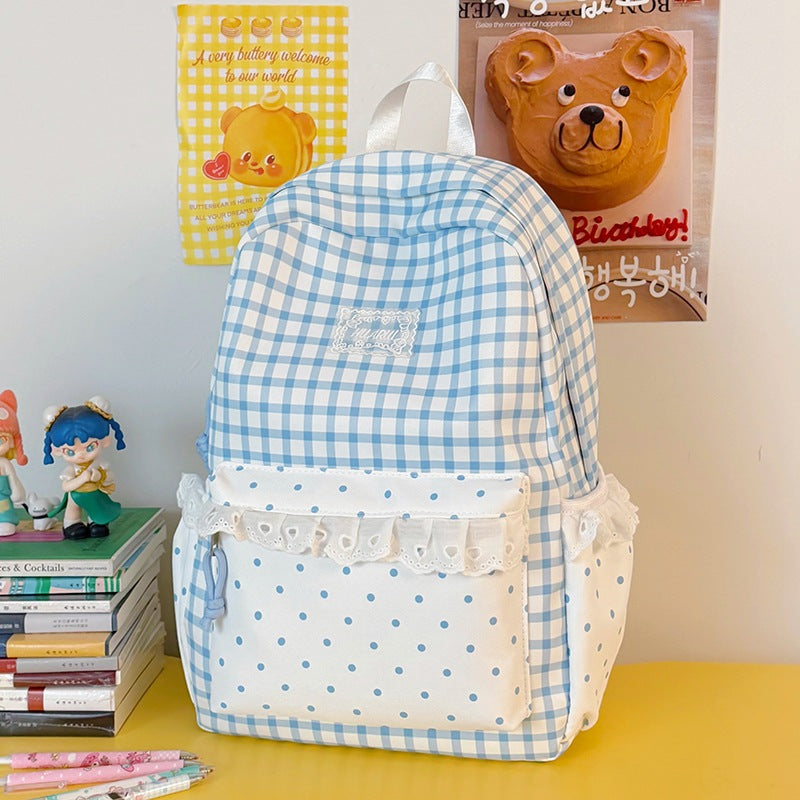 Stylische Gingham-Print Freizeit Rucksack Karnz