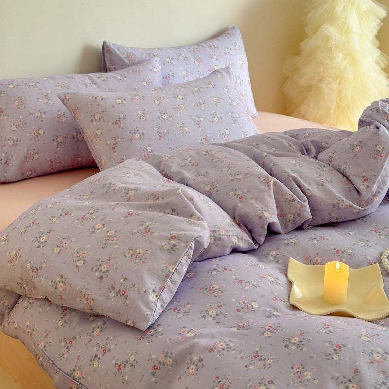 Plaid Baumwollsatin Bettbezug und Kissenbezug Bettwäsche Set