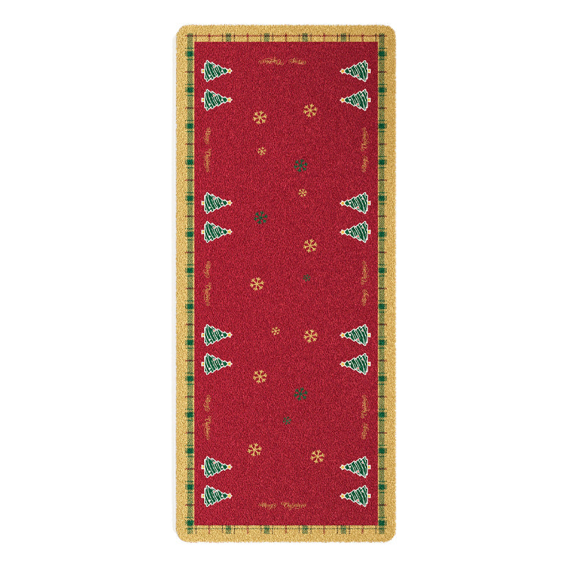 Quilted Holiday Sofa Seat Protector with Anti-Slip Backing and Christmas Tree Print