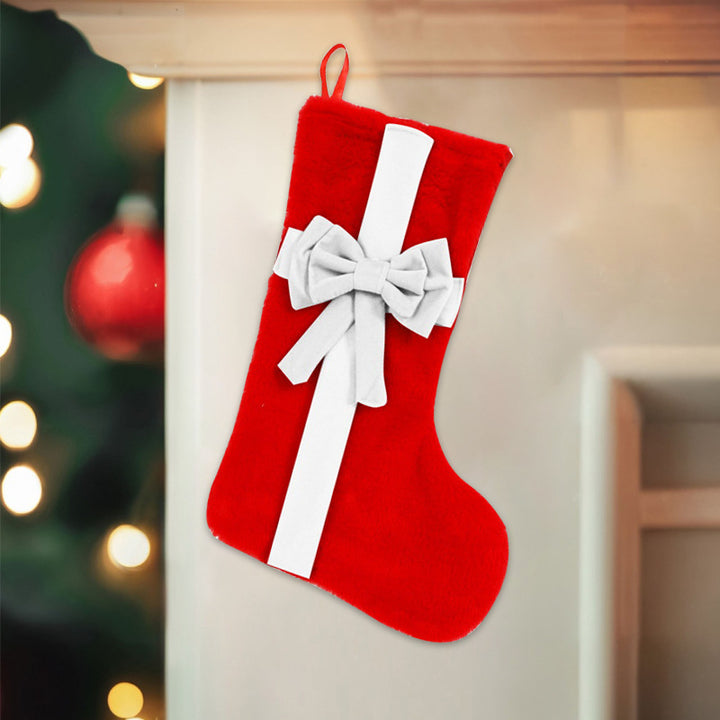 Luxuriöse Plüsch-Weihnachtsstrumpf mit Schleife