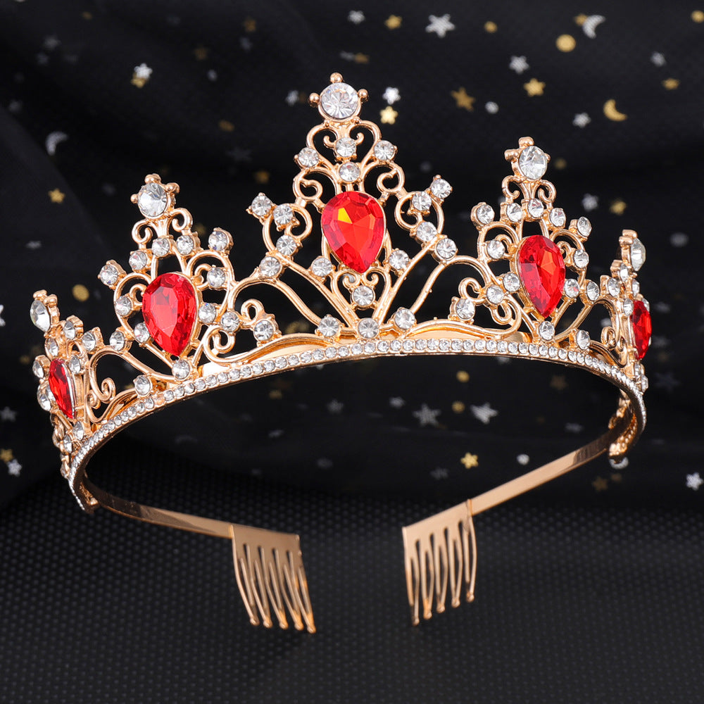 Mädchen Krone mit funkelnden Kristallen und elegantem Geburtstagsschärpen-Set Karnz