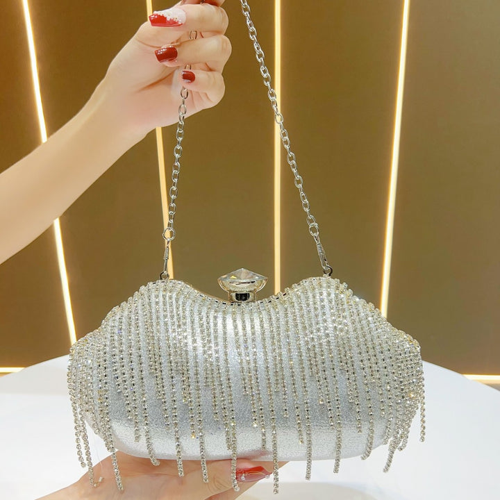 Glamouröse Kristallfransen Abendhandtasche