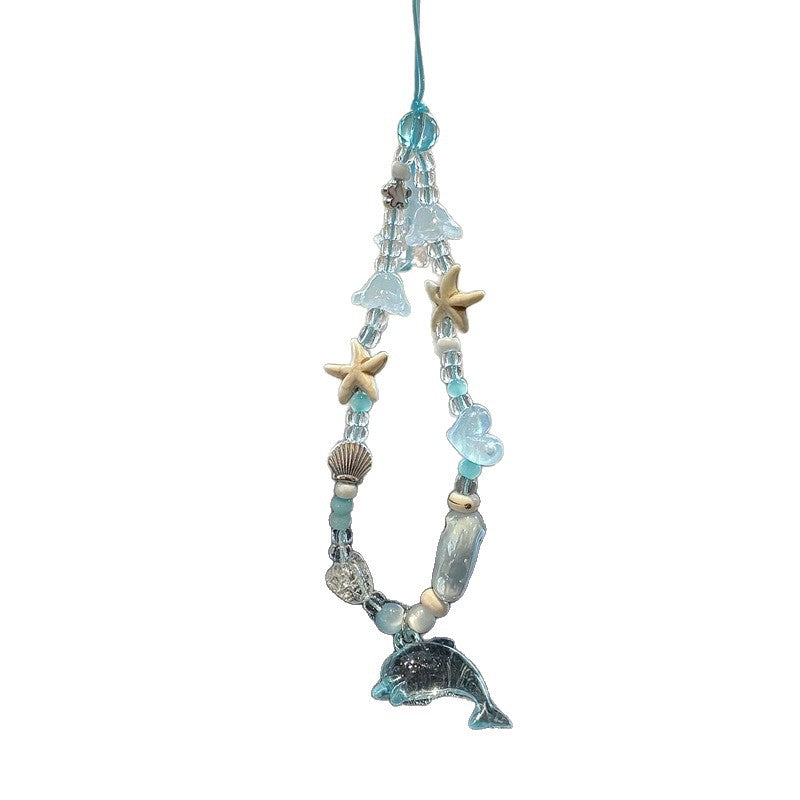 Delfin und Seestern Perlen Charm Halskette Karnz