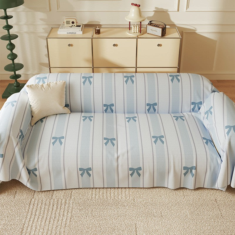 Reversible Stretch Sofa Slipcover with Pastel Cartoon Patchwork Texture