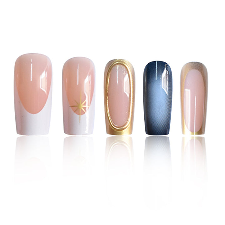 Elegantes Ombre Press-On Nagelset mit goldenen Akzenten Karnz