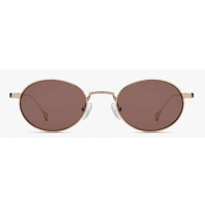 Damen modische Sonnenbrille mit hochwertigem Metallrahmen und runden Gläsern Karnz