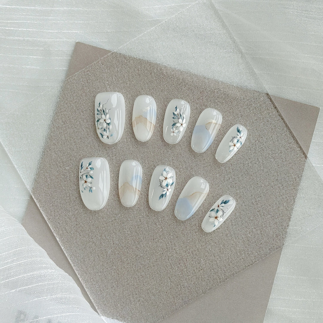 Blumenmuster Press-On Nagelkunst Set