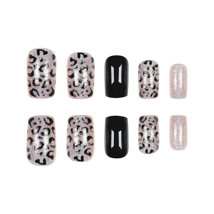 Dekorativer Press-On Nagelkunstset mit Glitzer und Tierdruck Karnz