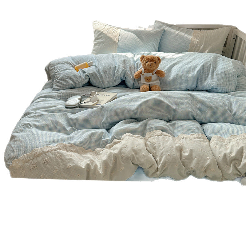 Bestickte Blumen Bettbezug Set