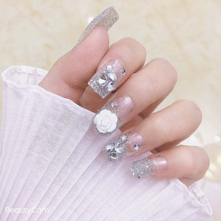 Glamouröse mit Strass verziert Press-On Nagelspitzen