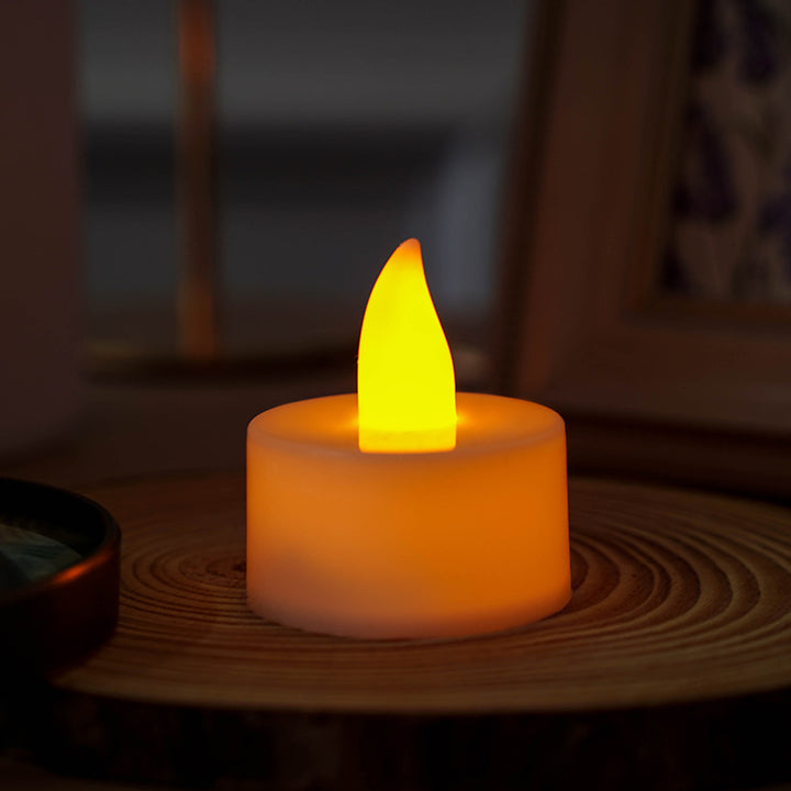 Flammenlose LED Teelicht-Votivkerze mit realistischem Flackern und Wachshülle