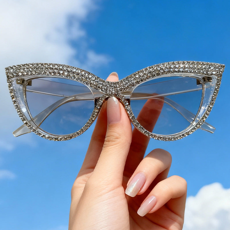 Rhinestone-beschmückte Cat-Eye-Brillen Karnz