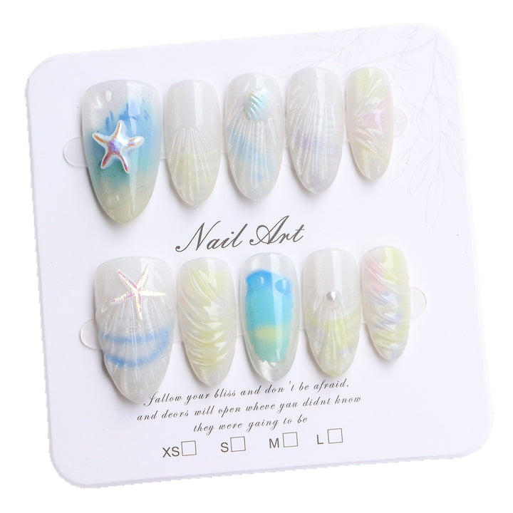 Küsteninspirierte Press-On Nagelkunst Karnz