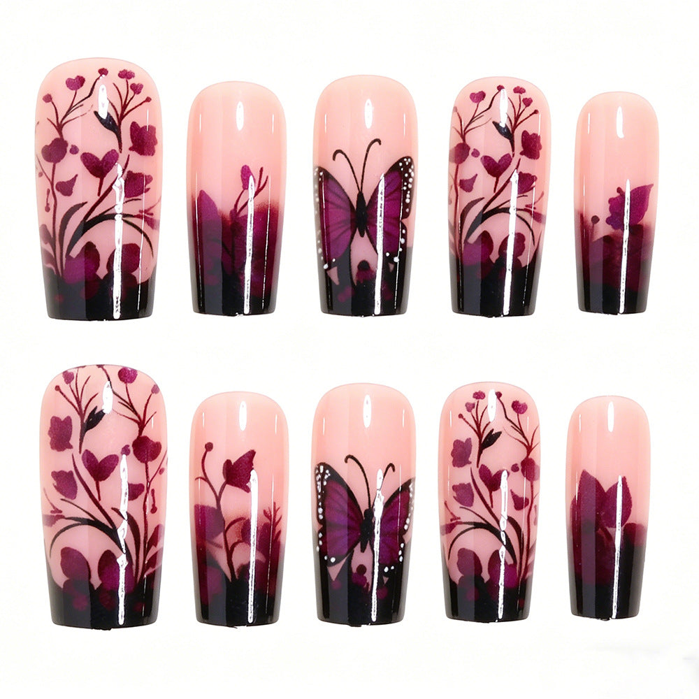 Elegante Schmetterlings-Blumen-Nagelkunst-Spitzen Karnz