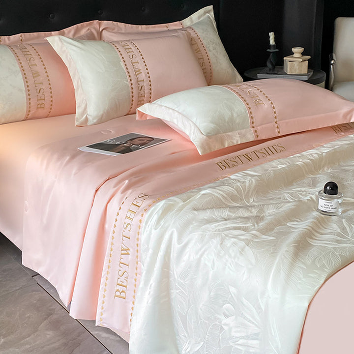 Satin Blumenmuster Bettwäsche Set