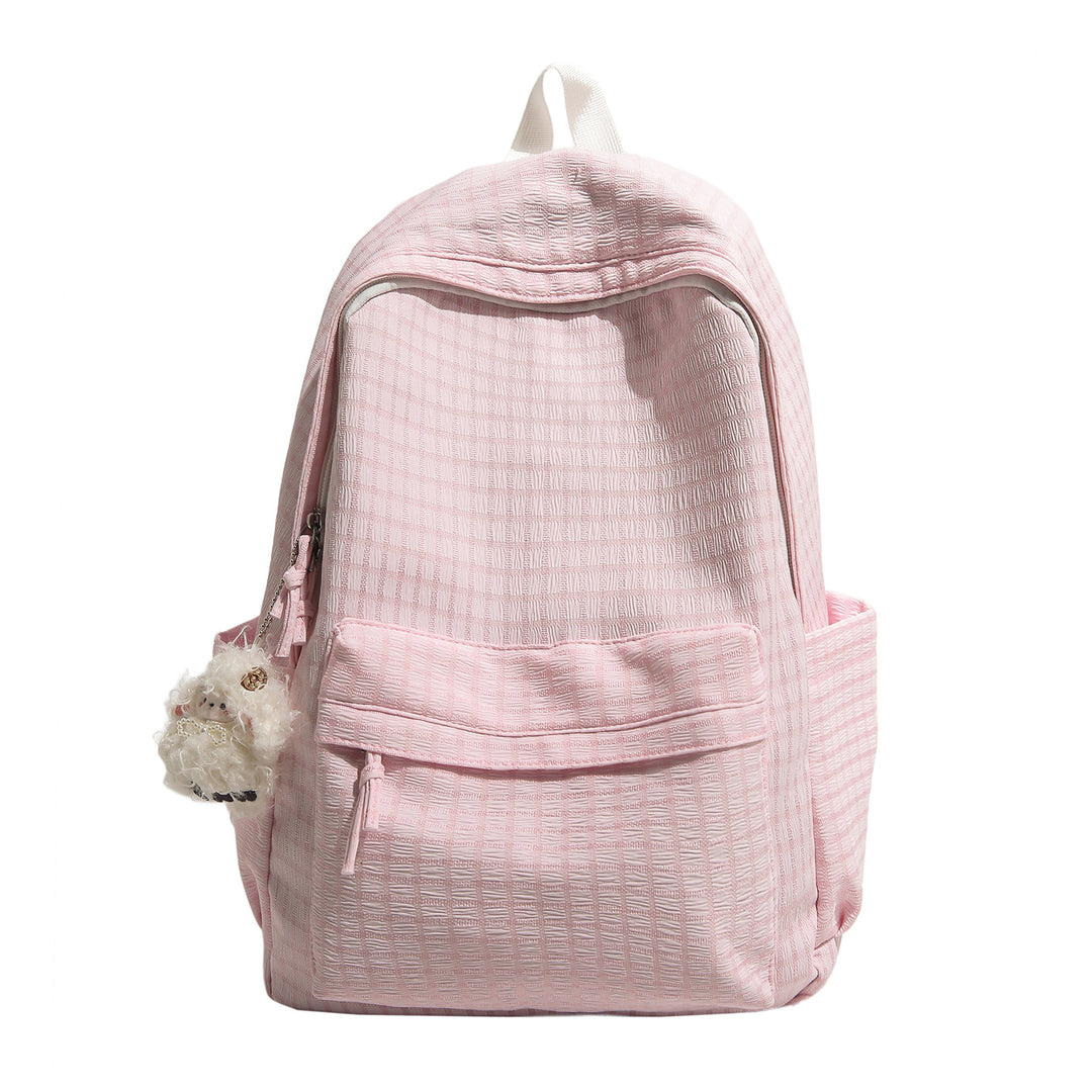 Kariertes Muster Multi-Taschen Rucksack Karnz