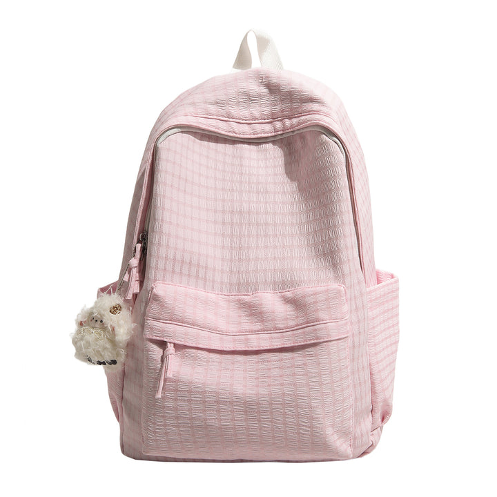 Kariertes Muster Multi-Taschen Rucksack Karnz