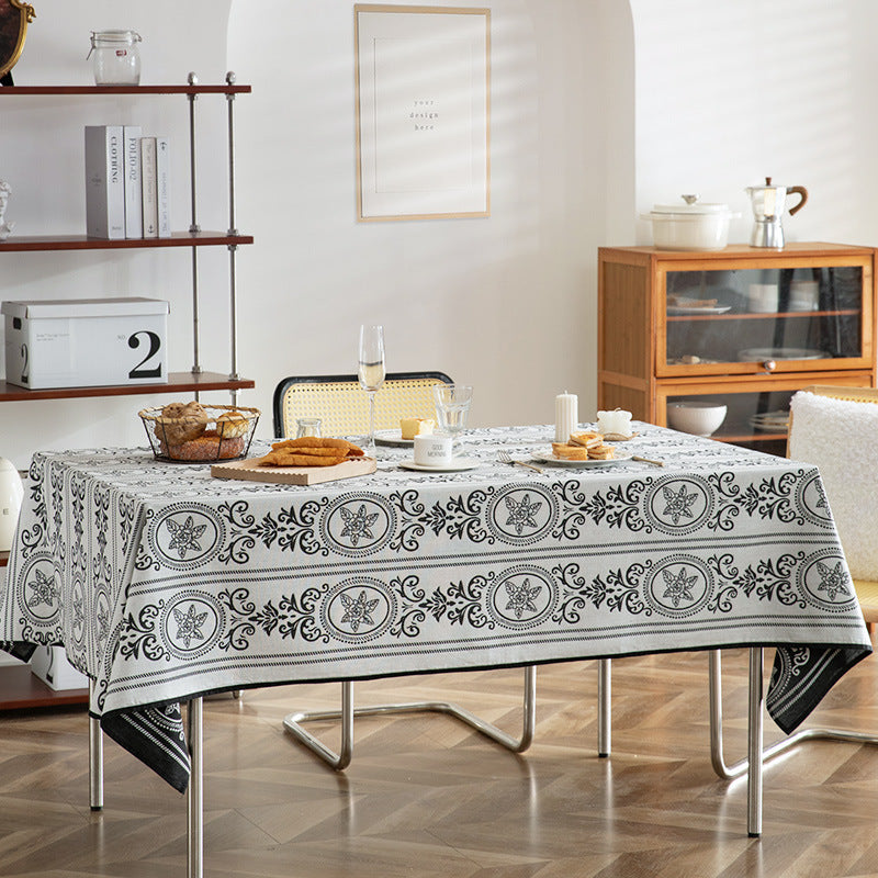 Wendbare Jacquard-Tischdecke mit geprägtem Medaillonmuster