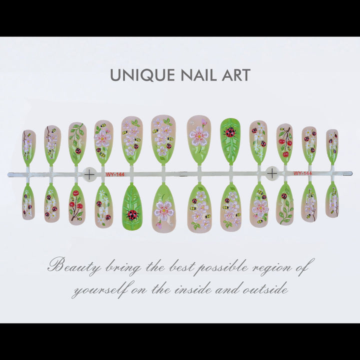 Botanisches Theme Press-On Nagelset Karnz
