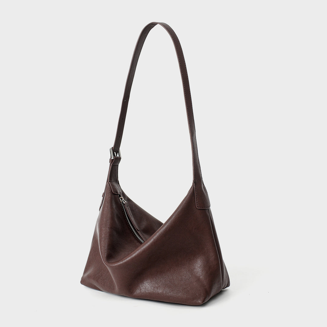 Weiche Slouch Hobo Schultertasche mit verstellbarem Schnallenriemen und diagonaler Reißverschlusstasche