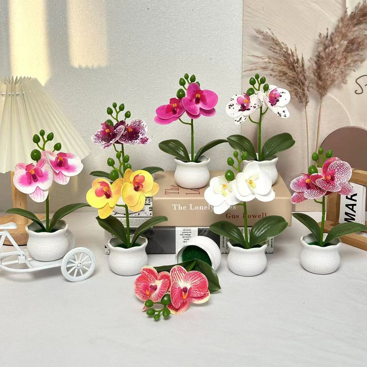 Elegante künstliche Orchideenpflanzenanordnung für die Wohnkultur-Darstellung