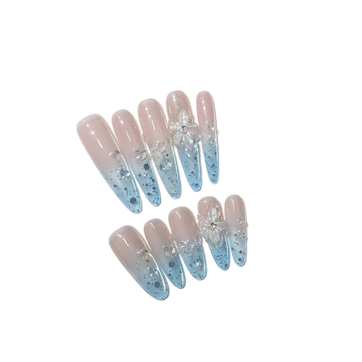 Ombre Floral Press-On Nail Art Set Karnz