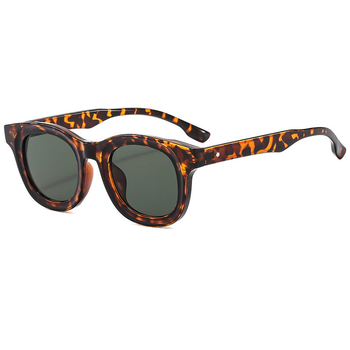 Damen Runde Sonnenbrille mit stylishen, breiten Kunststoff-Rahmen Karnz