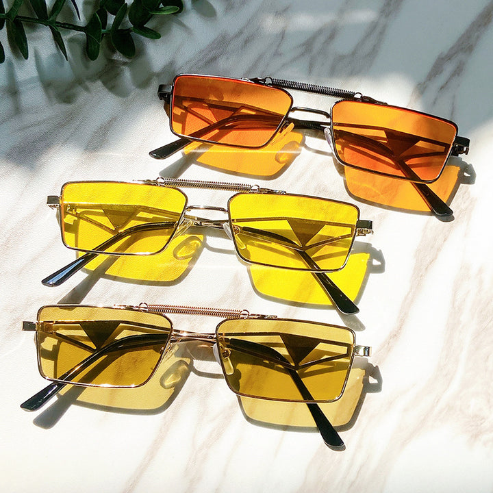 Modische Sonnenbrille mit Eckigem Rahmen und Verspiegelten Gläsern Karnz
