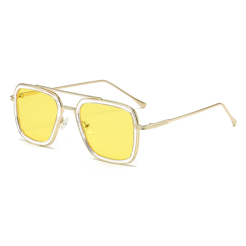 Damen modische quadratische Sonnenbrille mit glamourösem Metallrahmen Karnz