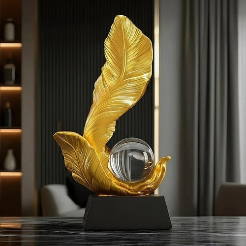 Dekorative goldene Blattskulptur für Wohnkultur