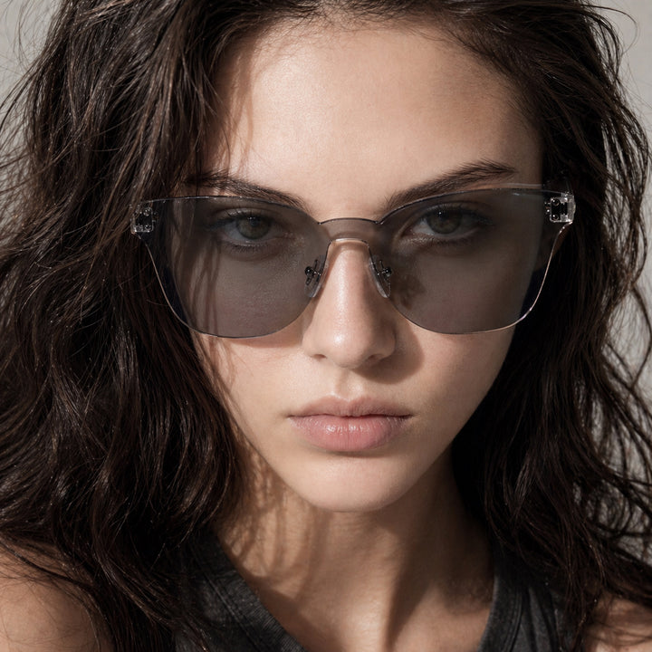Damen Modesonnenbrille mit einzigartigem transparenten Rahmen Karnz