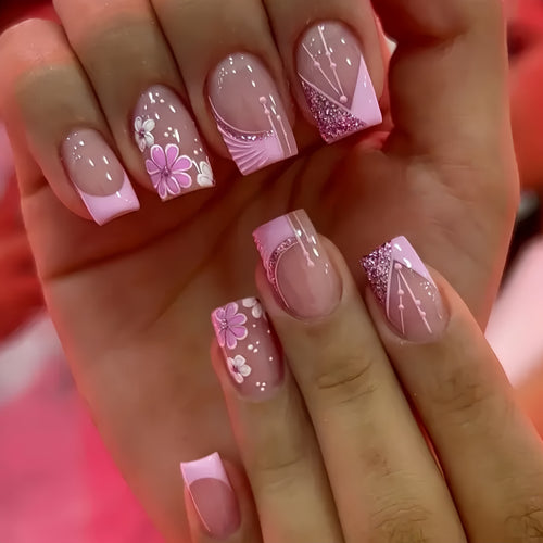 Floral Acryl Press-On Nagelkunst Karnz