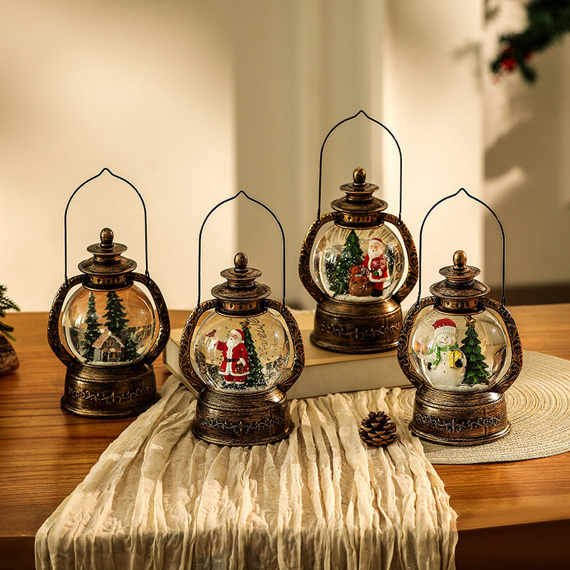 Nostalgische Weihnachtslaterne mit Schneekugel Karnz