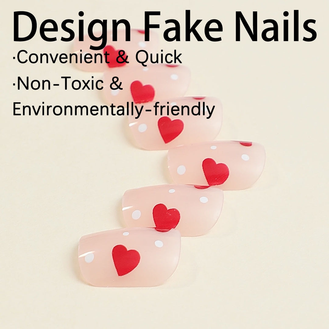 Kunstnagelset mit verspieltem Herzdesign Karnz