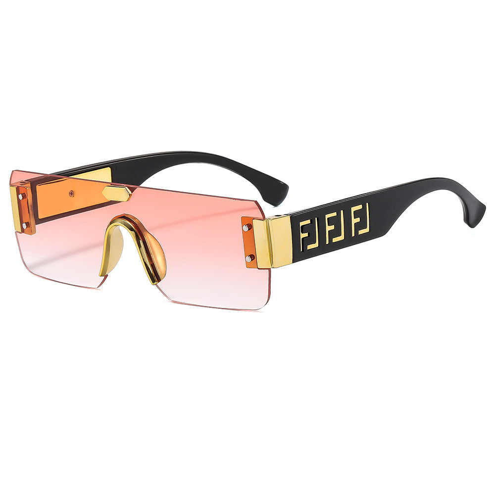 Damen futuristische Oversize-Sonnenbrille mit Metall-Details Karnz