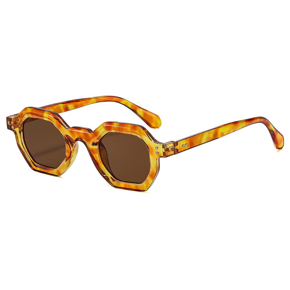 Damen oktagonale Sonnenbrille mit modischem Muster und UV-Schutz Karnz