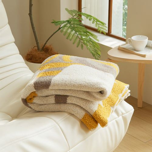 Plüsch Jacquard Sherpa Wurfdecke