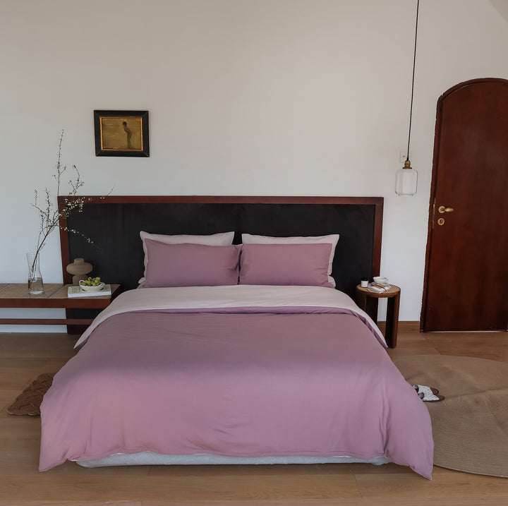 Atmungsaktives Wendebettwäsche-Set aus Bio-Baumwolle mit leichter Steppdecke und Kissenbezügen