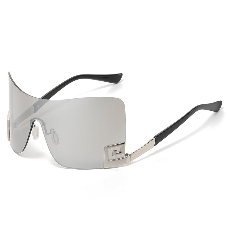 Damen Oversized Shield-Sonnenbrille mit extravagantem Design Karnz