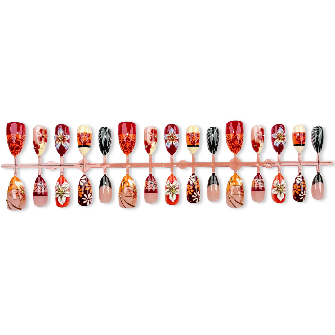 Künstlerisches Florales Press-On Nagelkünste Set 1790746209