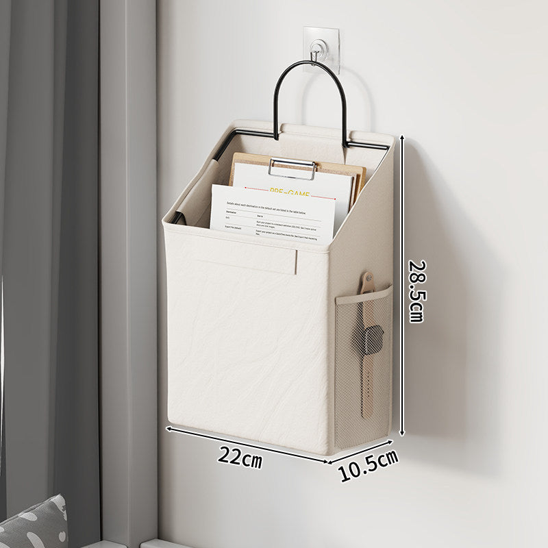 Wandmontierter Canvas-Taschenorganisator mit Mesh-Seitentasche und Metallhaken