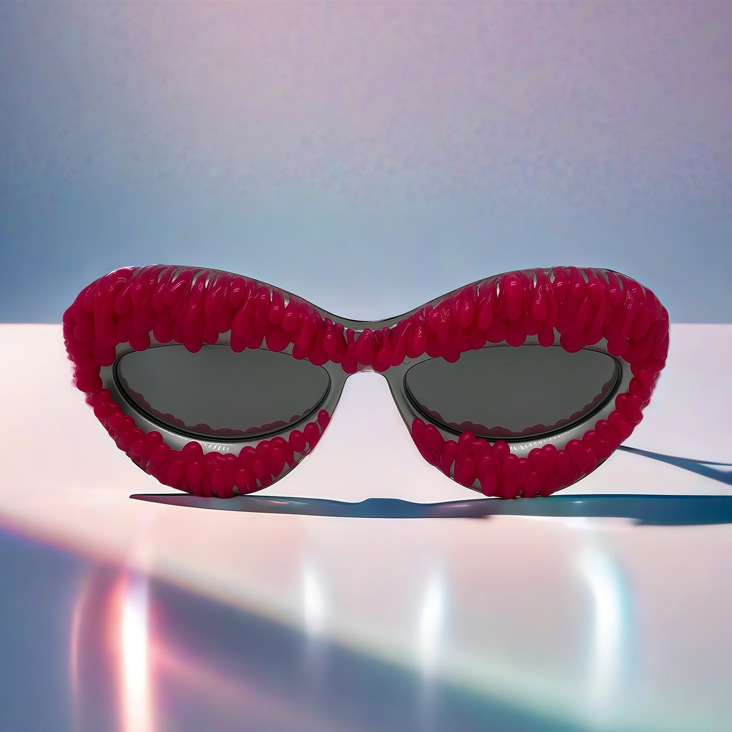 Damen extravagante Cat-Eye-Sonnenbrille mit dekorativem Rahmen Karnz