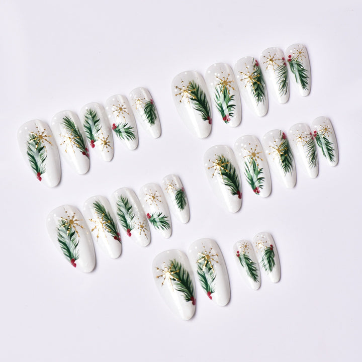 Festliche Botanische Press-On Nagelkunst