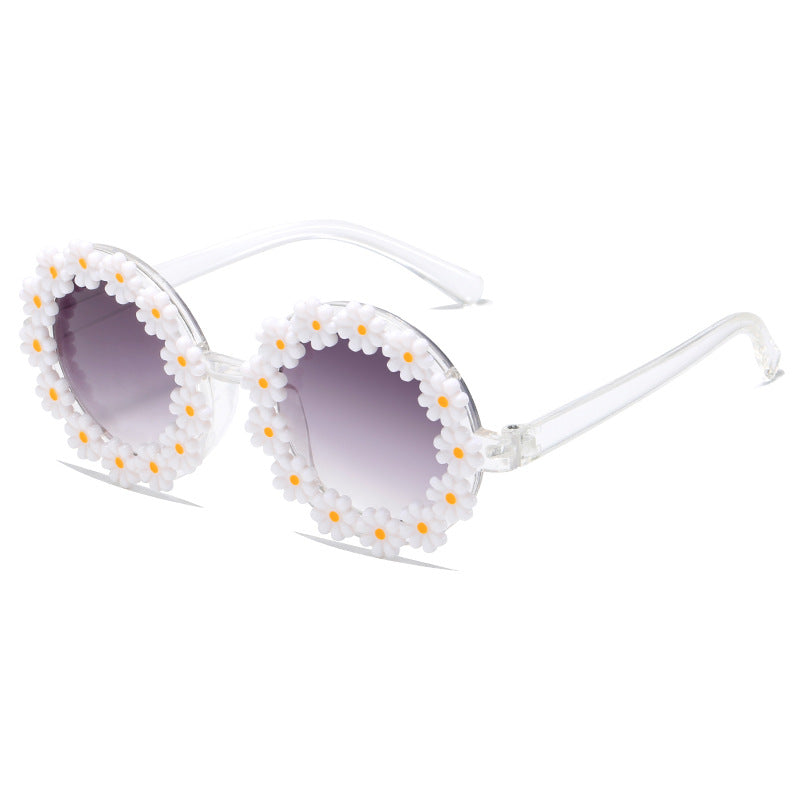 Damen stylische Sonnenbrille mit floralen Applikationen Karnz