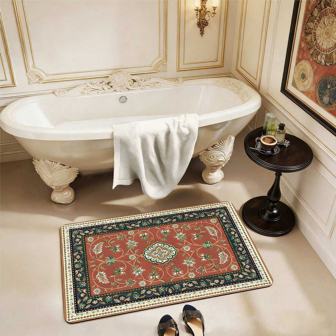 Floral-Patterned Luxury Bath Mat Karnz