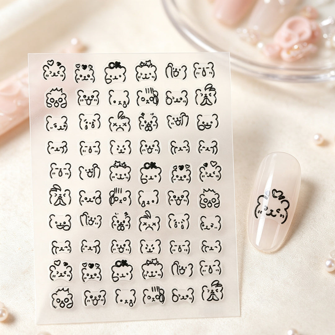 Niedliches tierisches Nagelkunst Aufkleber Set