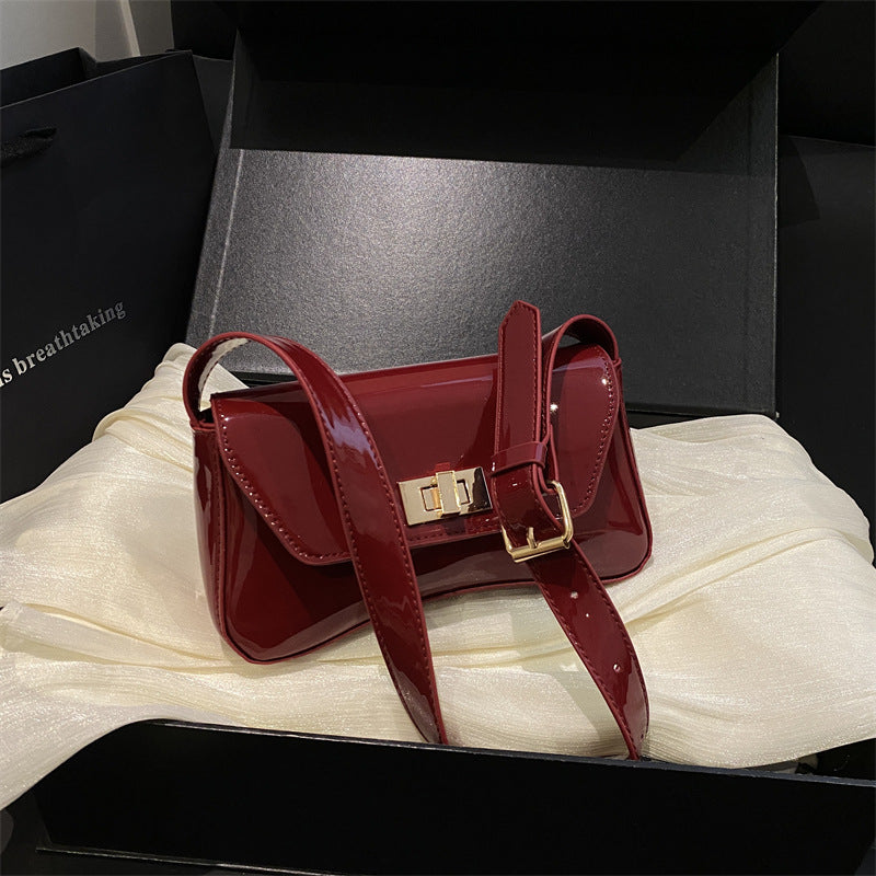 Elegante patentierte Leder Mini-Schultertasche