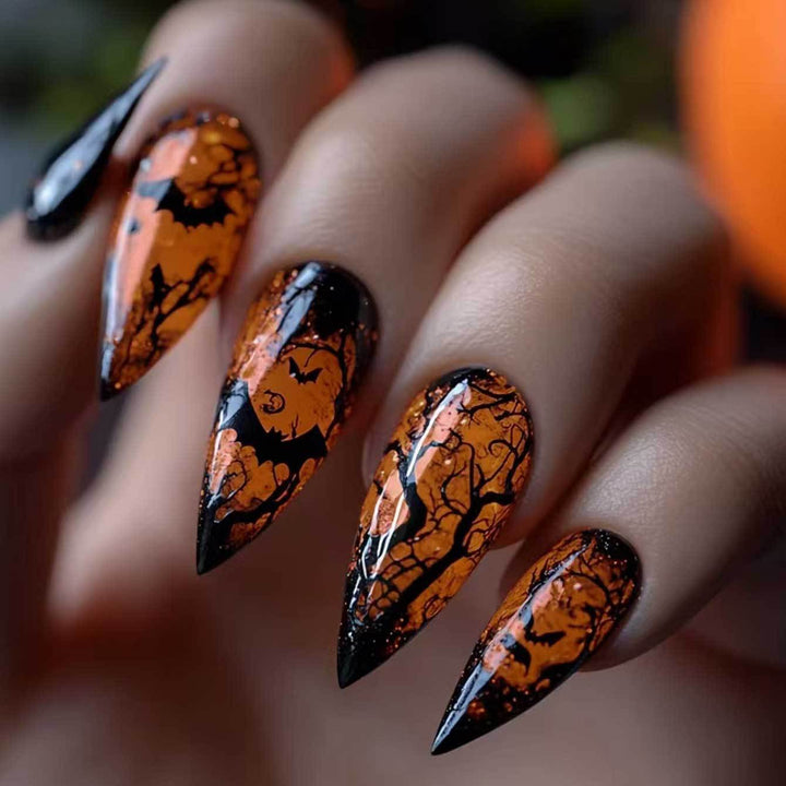 Halloween-Themen Stiletto Press-On Nägel Karnz